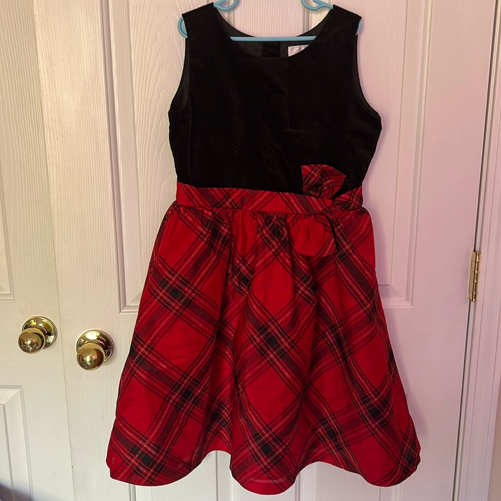 Gymboree Dressed Up Girls Holiday Dress Red Black Plaid Size 10
